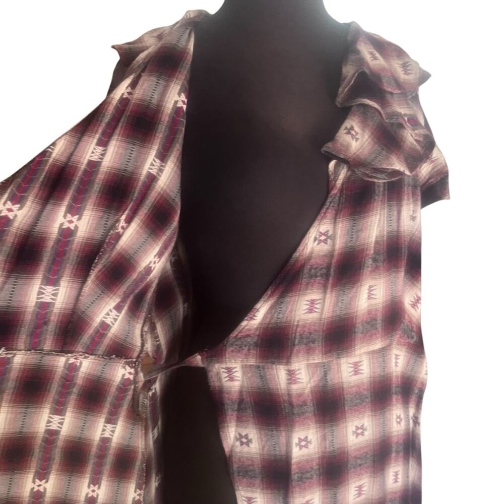 Y2K Ralph Lauren Denim & Supply Plaid Boho Grunge Southwestern Wrap Dress XS - Picture 7 of 9